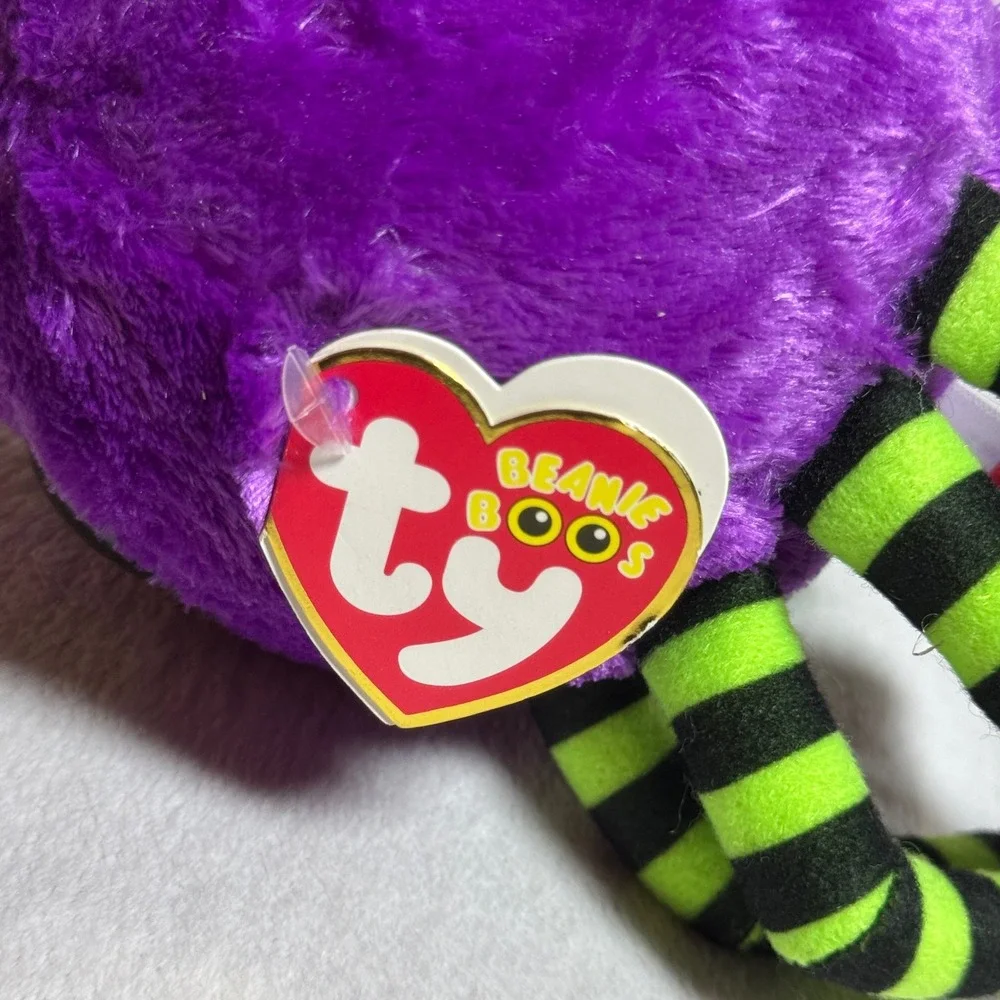 Ty Beanie Boos Crawly Purple Halloween Spider Plush 6